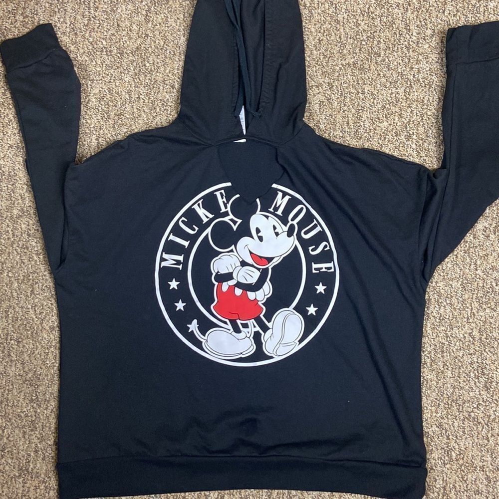 Mickey Mouse Hoodie Cropped Black Sweater Size XXL (19)